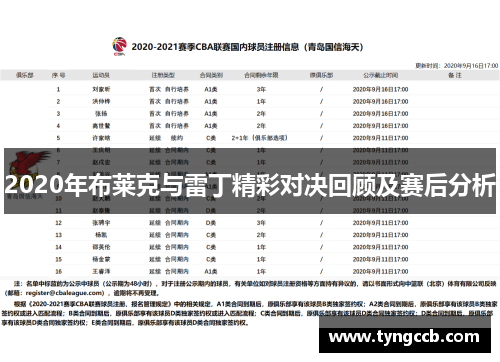 2020年布莱克与雷丁精彩对决回顾及赛后分析